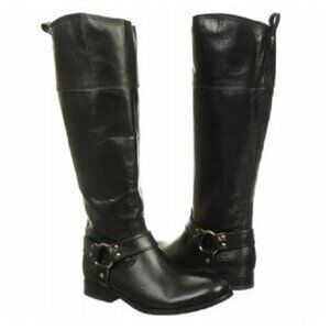Frye Melissa Tall Black Leather Harness Equestrian Riding Boot, Size 7.5